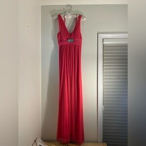 Elegant Hot Pink Dress with Jewel Accent